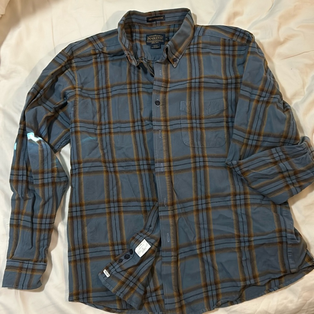 Sir Pendelton Worsted Wool Plaid Button Down Board Shirt. Size X- Large.